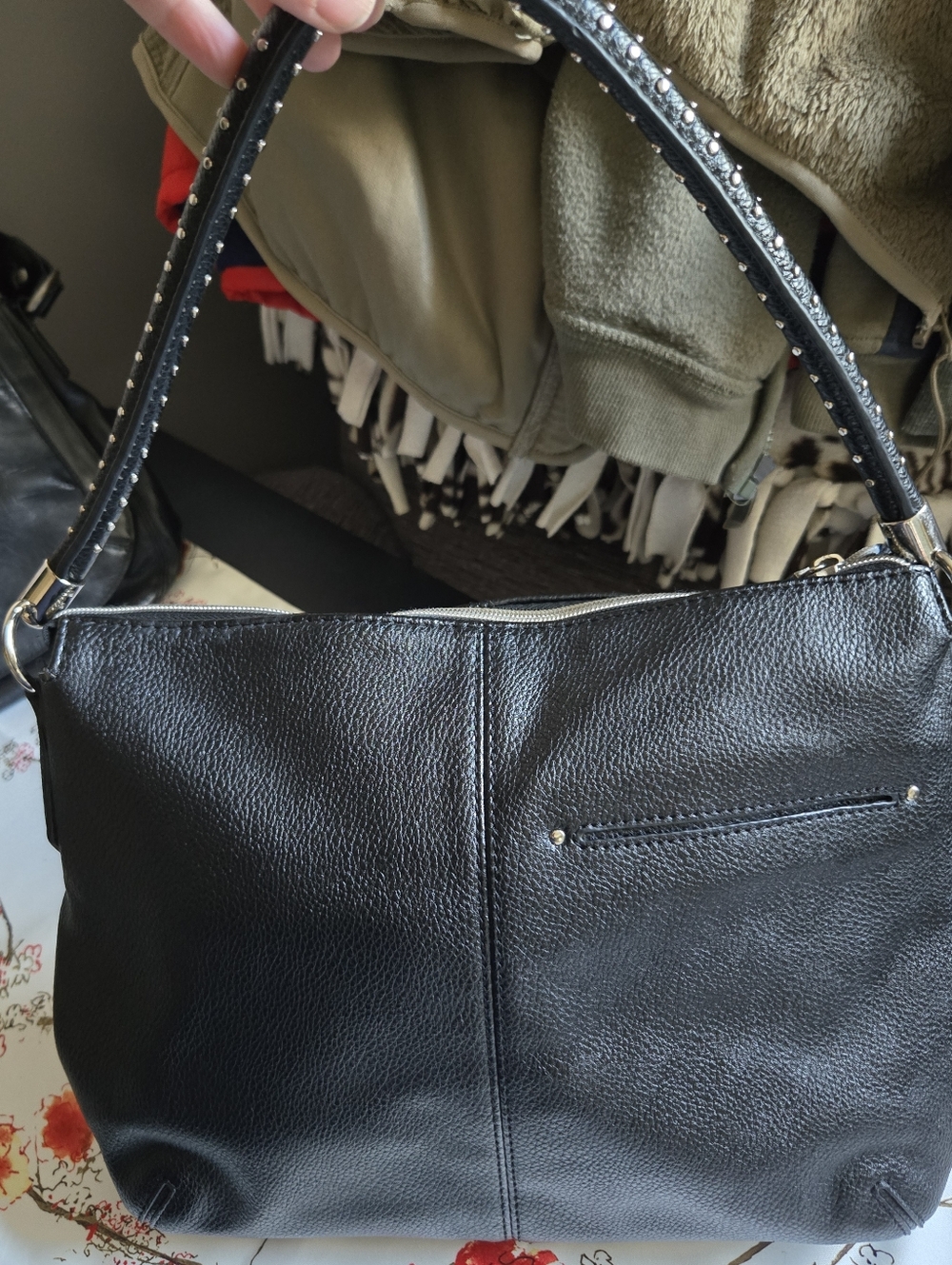 Relic Classic Black Leather Shoulder Bag with Studded Handle - Picture 2 of 13